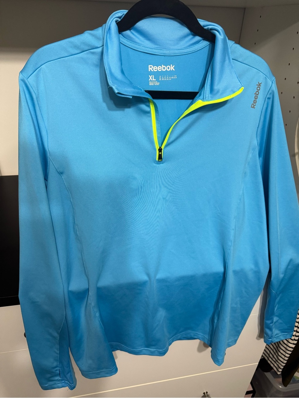 Reebok Light Blue Women's Half-Zip Pullover with Neon Yellow Trim